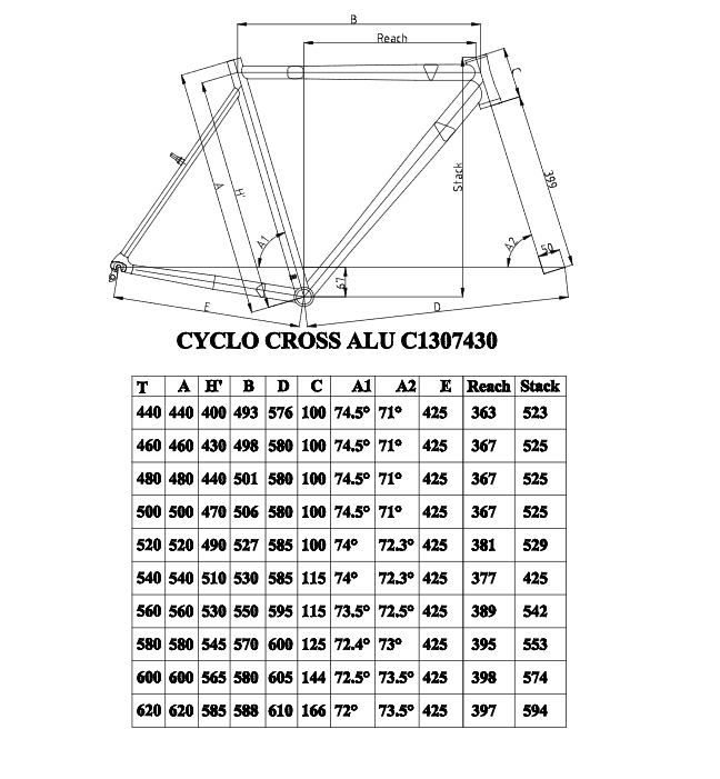 Geomtrie Cadre cyclo-cross