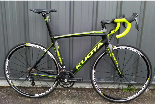 Vélo test tour kuota Kougar noir vert ultegra Vélo test tour kuota Kougar noir vert ultegra