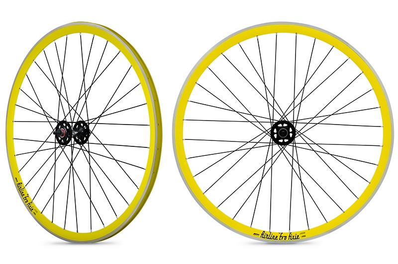 Roues fixies jaune moyeu noir